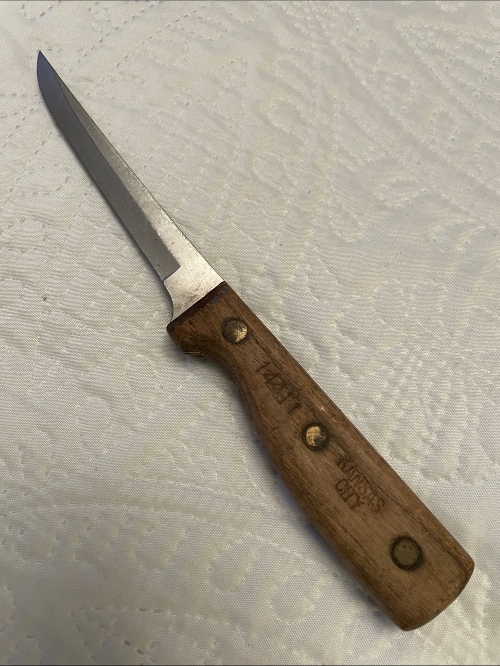 Vintage Kansas City Wood Handle Boning Knife #14411 Japan in Good Condition